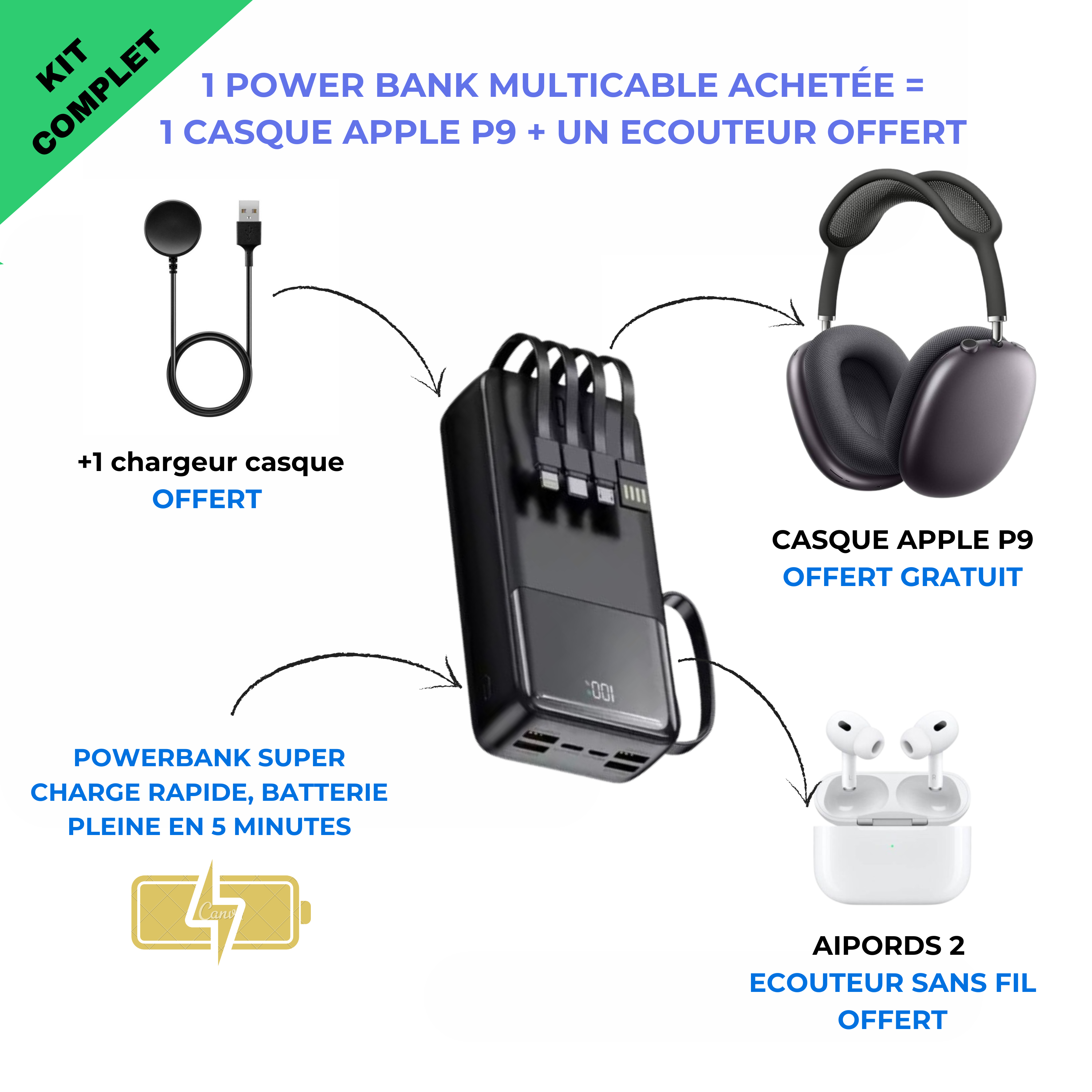 Powerbank + Une montre connecté offert