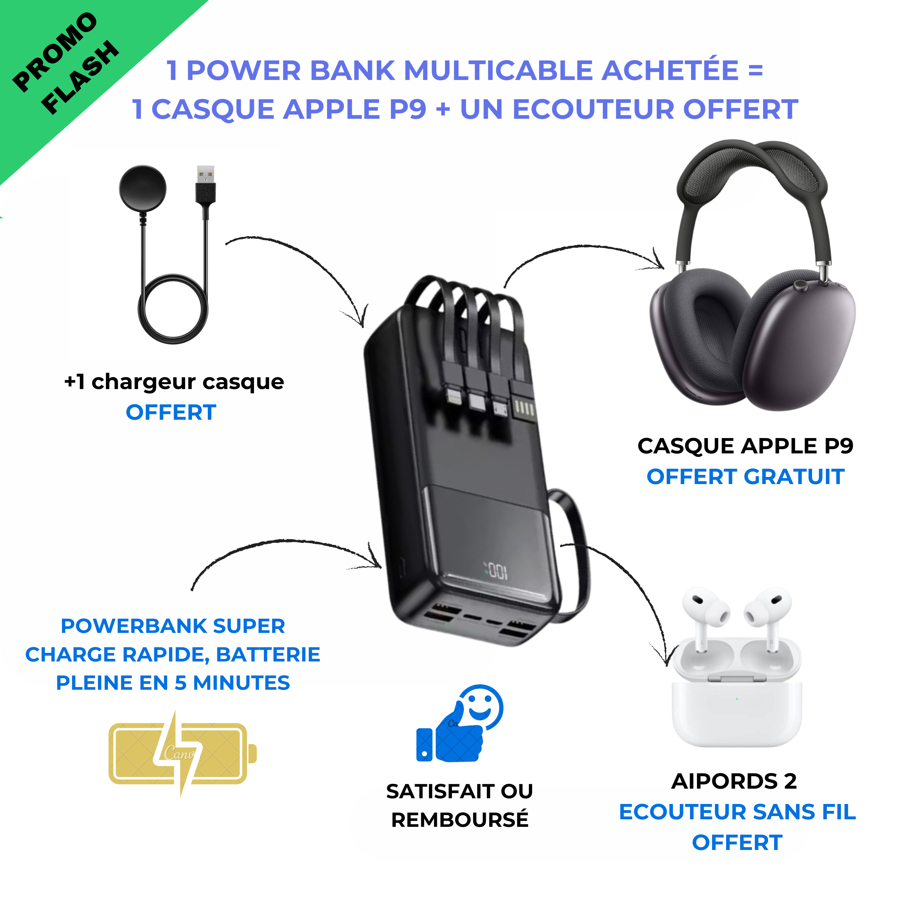 Powerbank + Une montre connecté offert