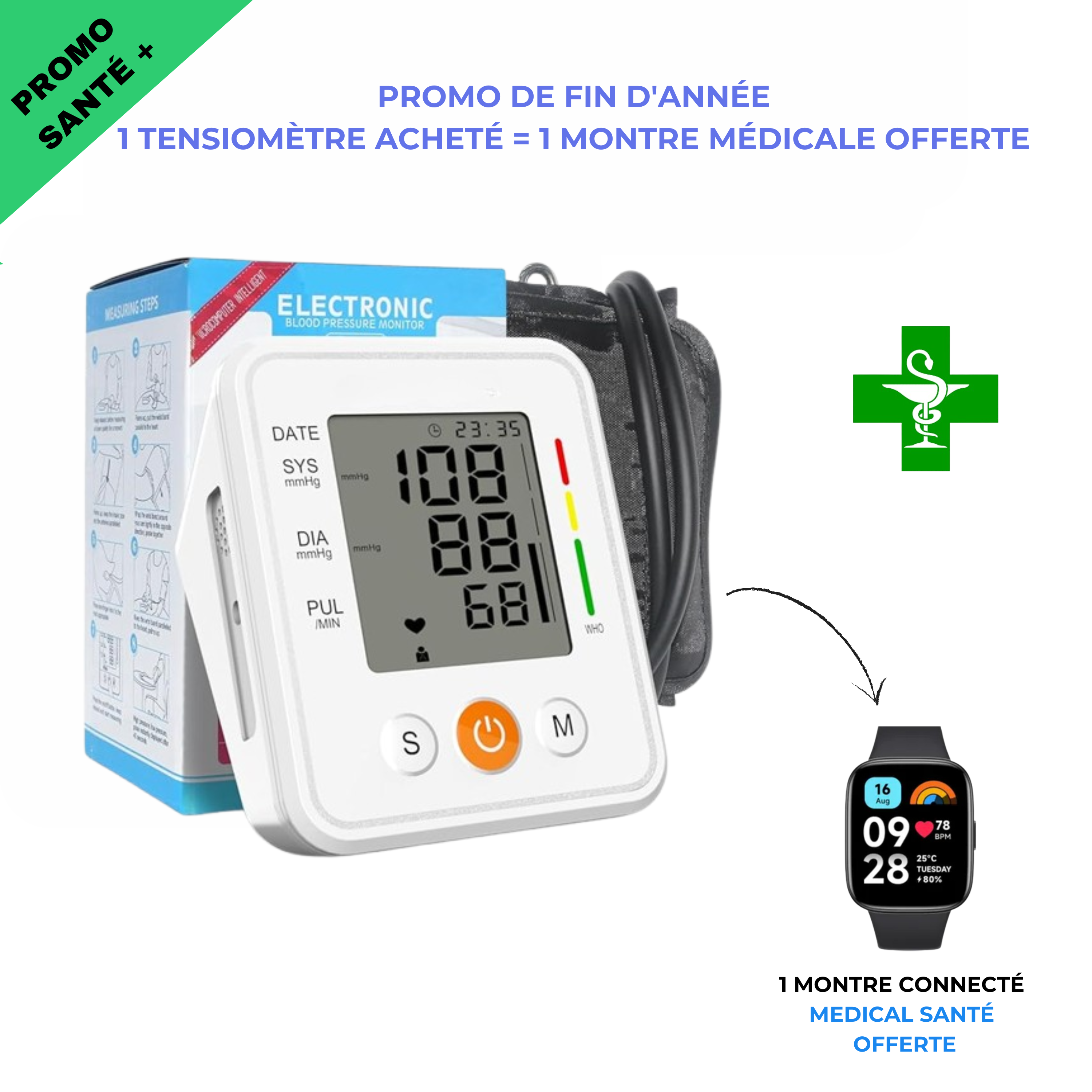 Tensiometre electrique + 1 montre médical