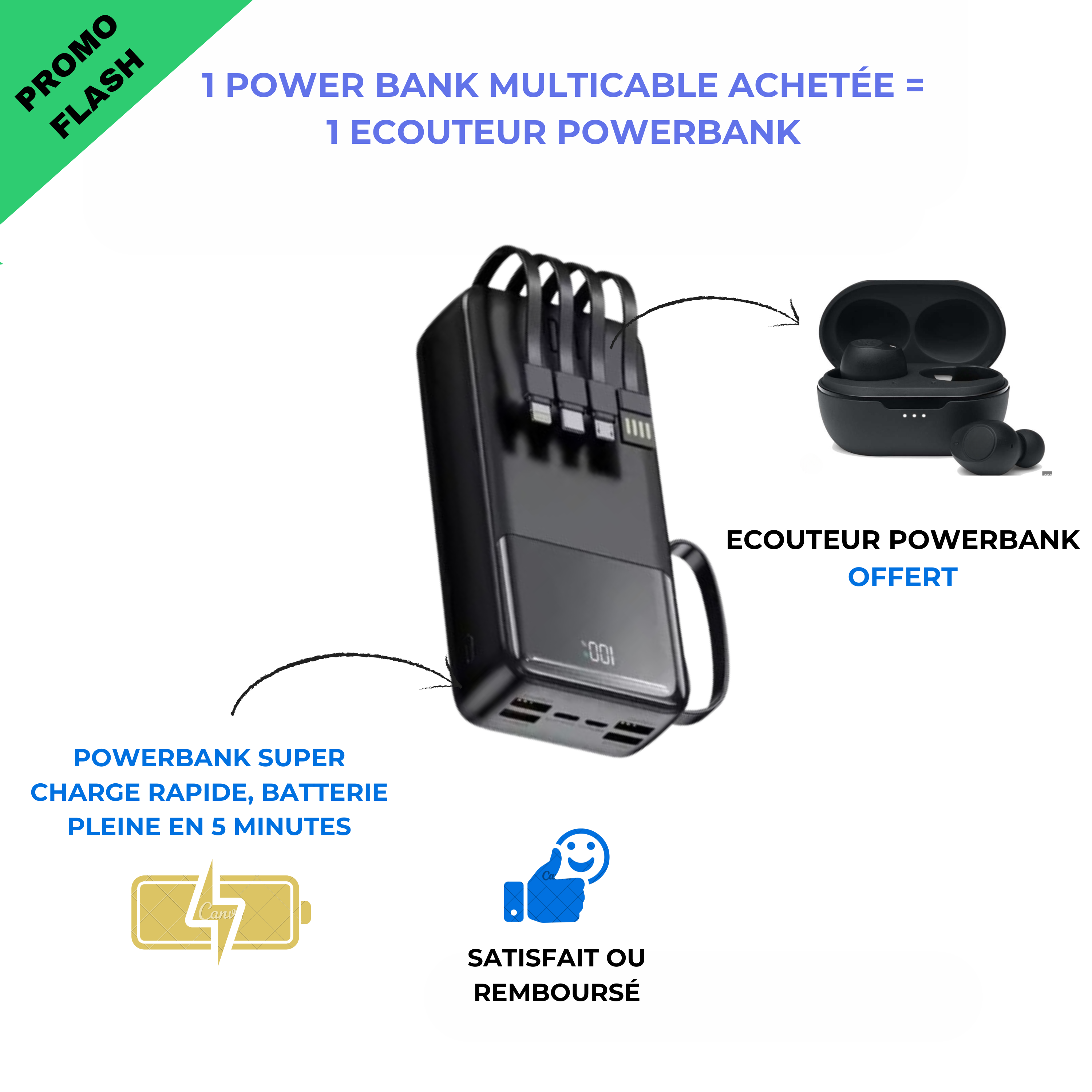 Powerbank TOG +Ecouteur powerbank