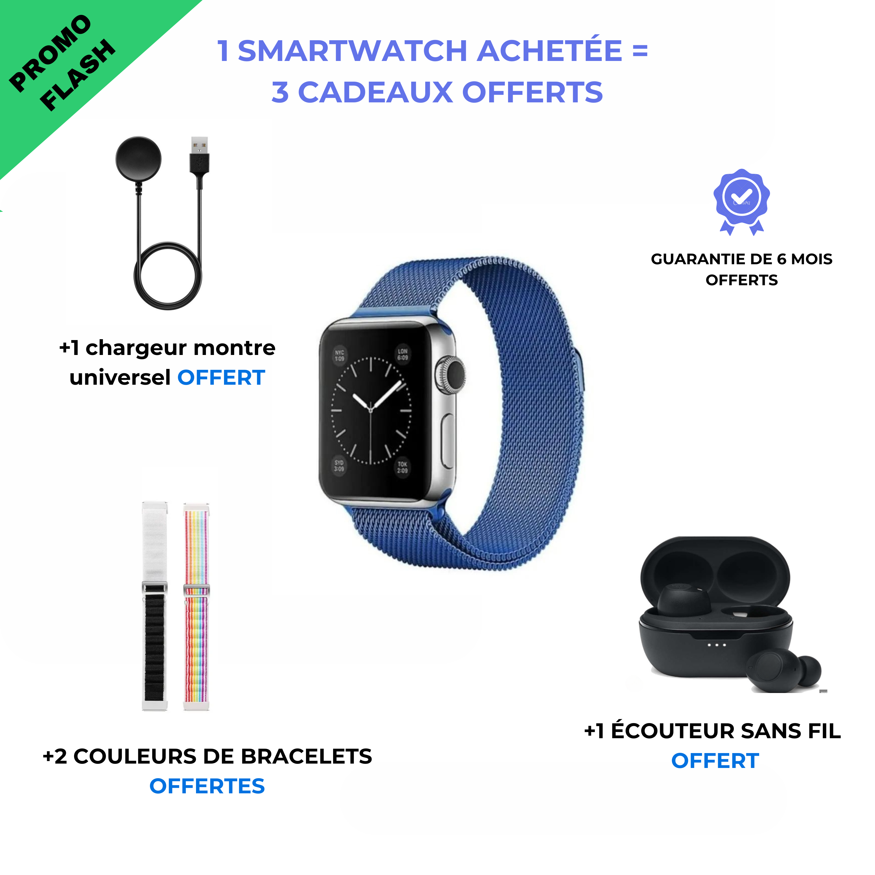 La Smartwatch X ( 1 smartwatch achetée = 2 Couleurs OFFERTES )